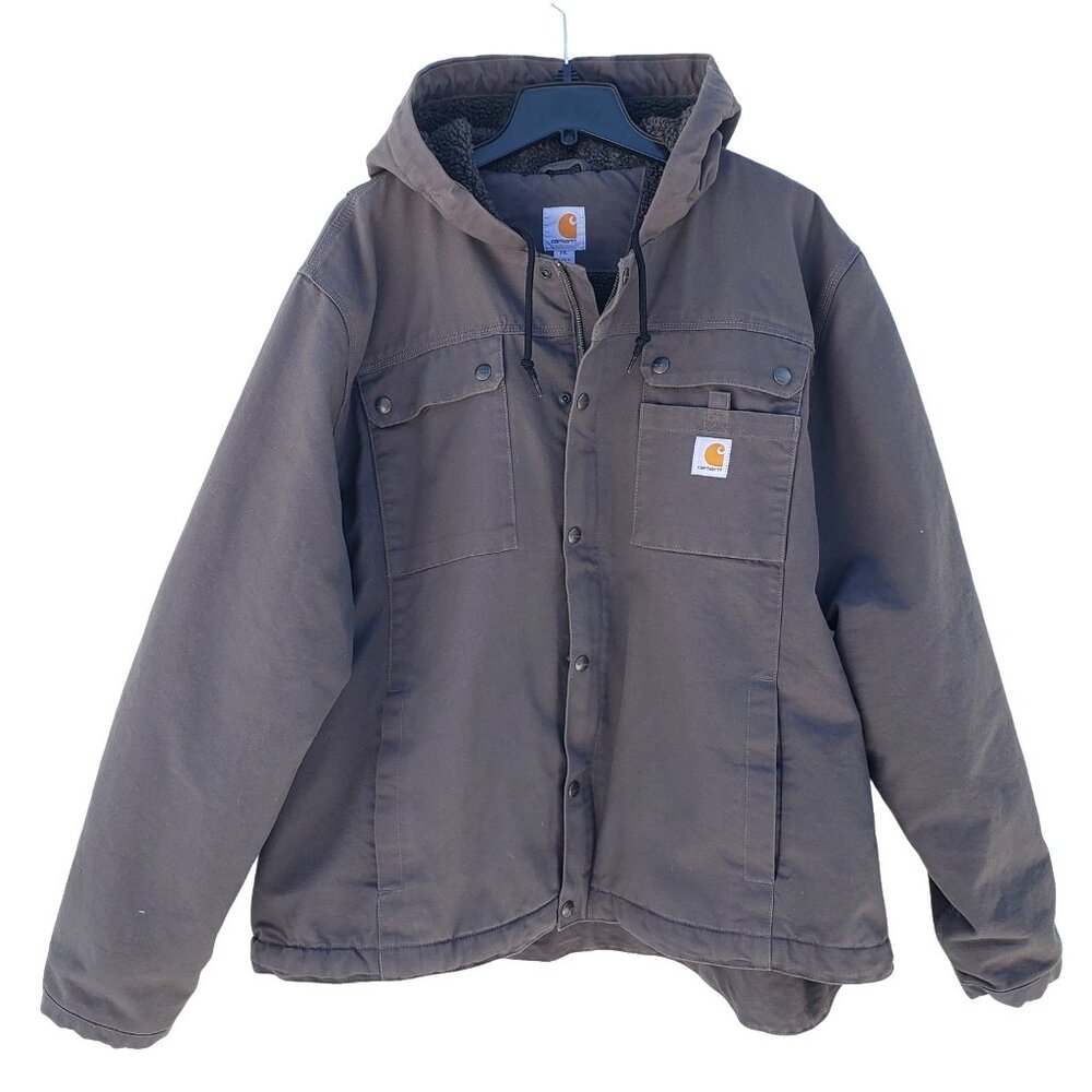 Carhartt Bartlett jacket, gray 2XL with hood & sherpa lining, like new condition